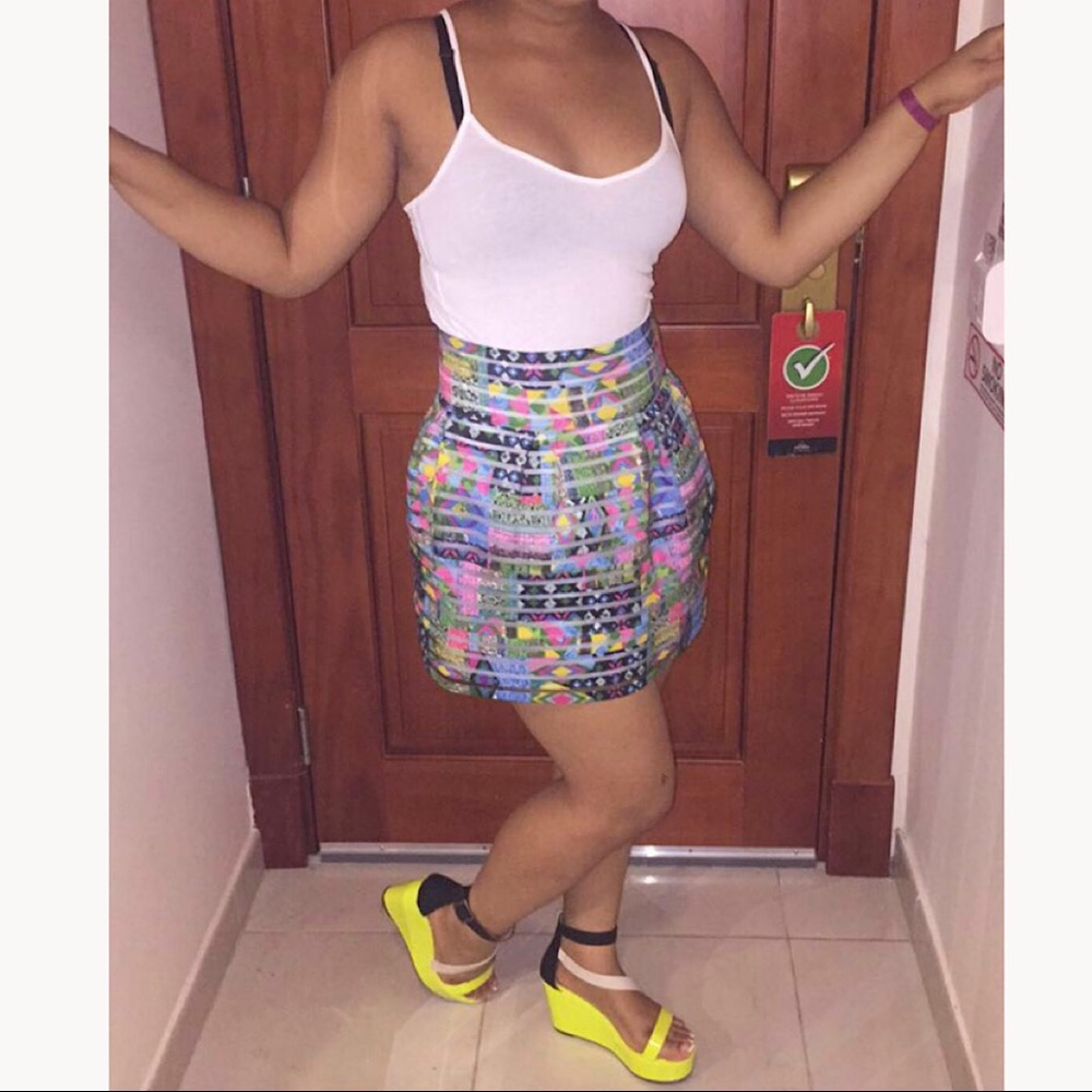 Matilda USA Multicoloured Elasticized Structured Mini Skirt, S